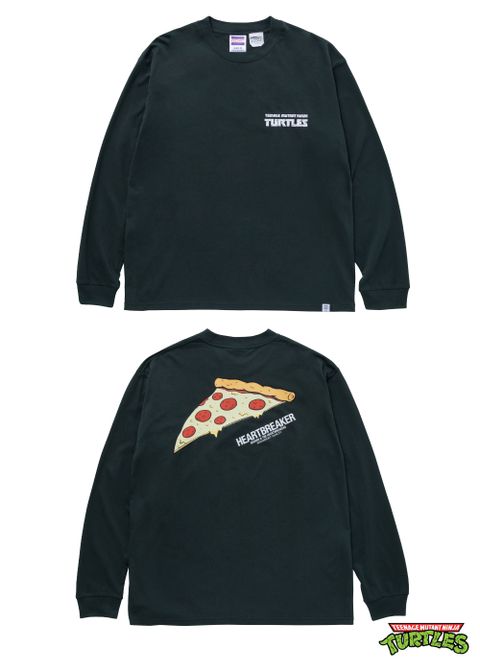 L/S PRINT T "SLICE PIZZA" (D.GREEN) / ミュータントタートルズ コラボ ロンTee