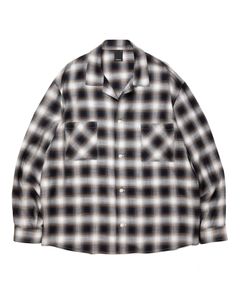 R9 OMBRE CHECK SHIRT (BLACK) / オンブレチェック オープン カラー シャツ