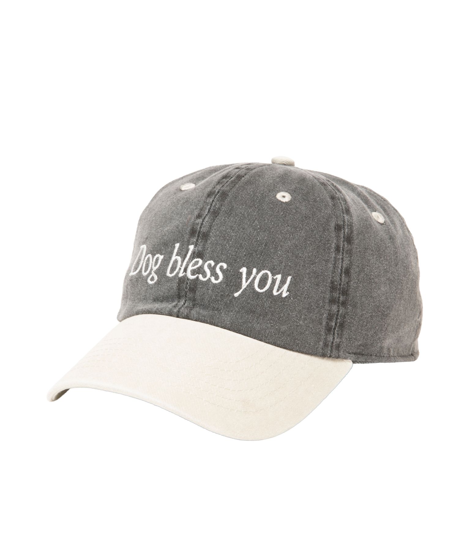 DOG BLESS CAP (BLACK) / ロゴ刺繍 ダッド キャップ。