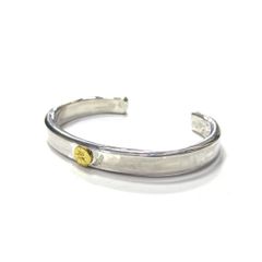 Plain Bangle 8mm width with Gold Point L (SILVER) / 24金Lポイント平打ちバングル(8mm)