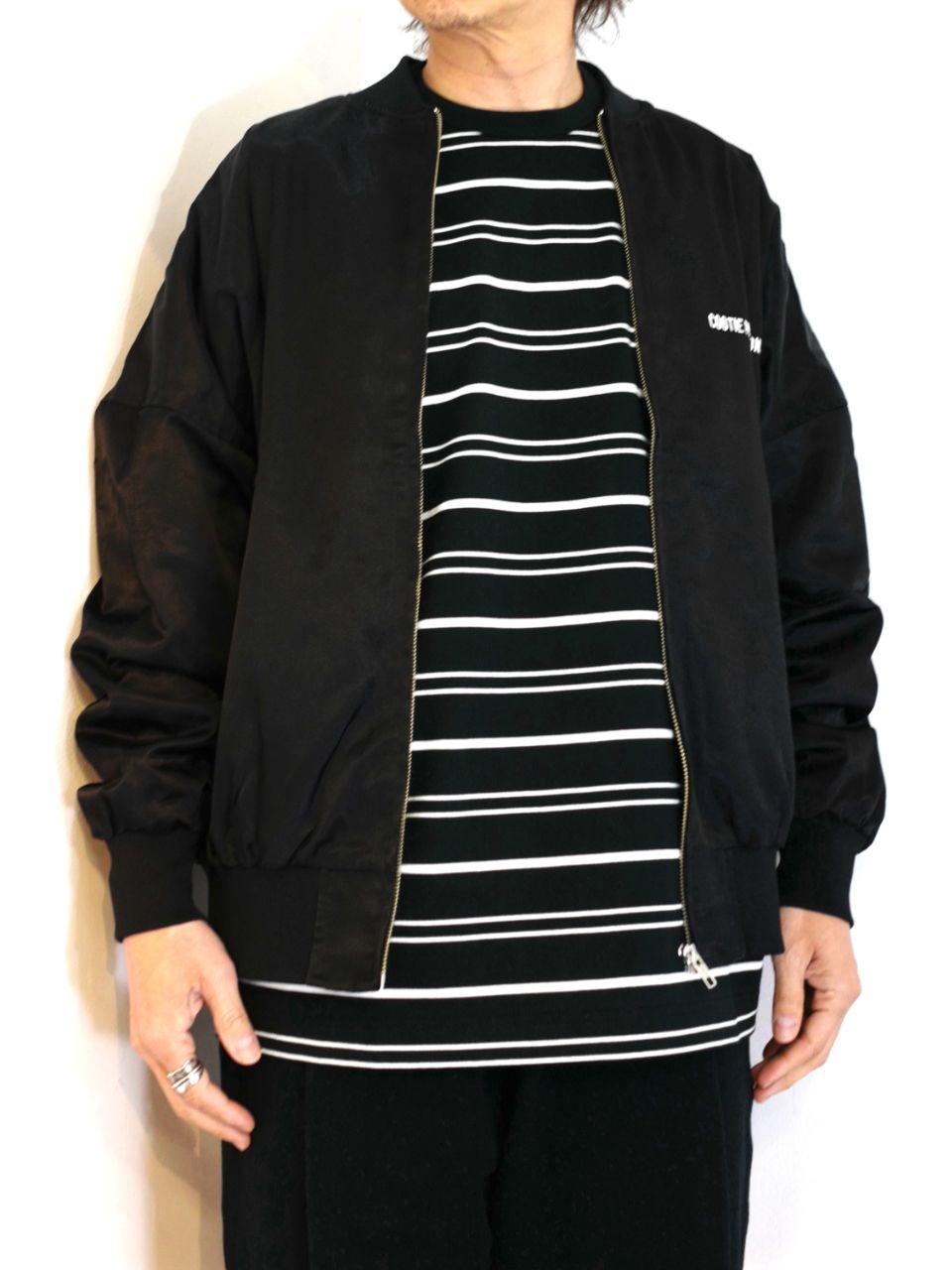 COOTIE PRODUCTIONS - C/R Satin Embroidery Blouson (BLACK) / ロゴ