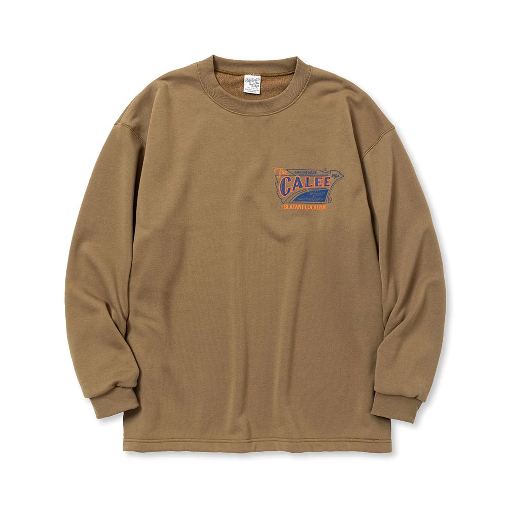 【ラスト1点】AEROKNOT OLD SIGN BOARD L/S SW TEE ＜NATURALLY PAINT DESIGN＞ (OLIVE) / オールドサインボード オリジナル クルーネック スウェット