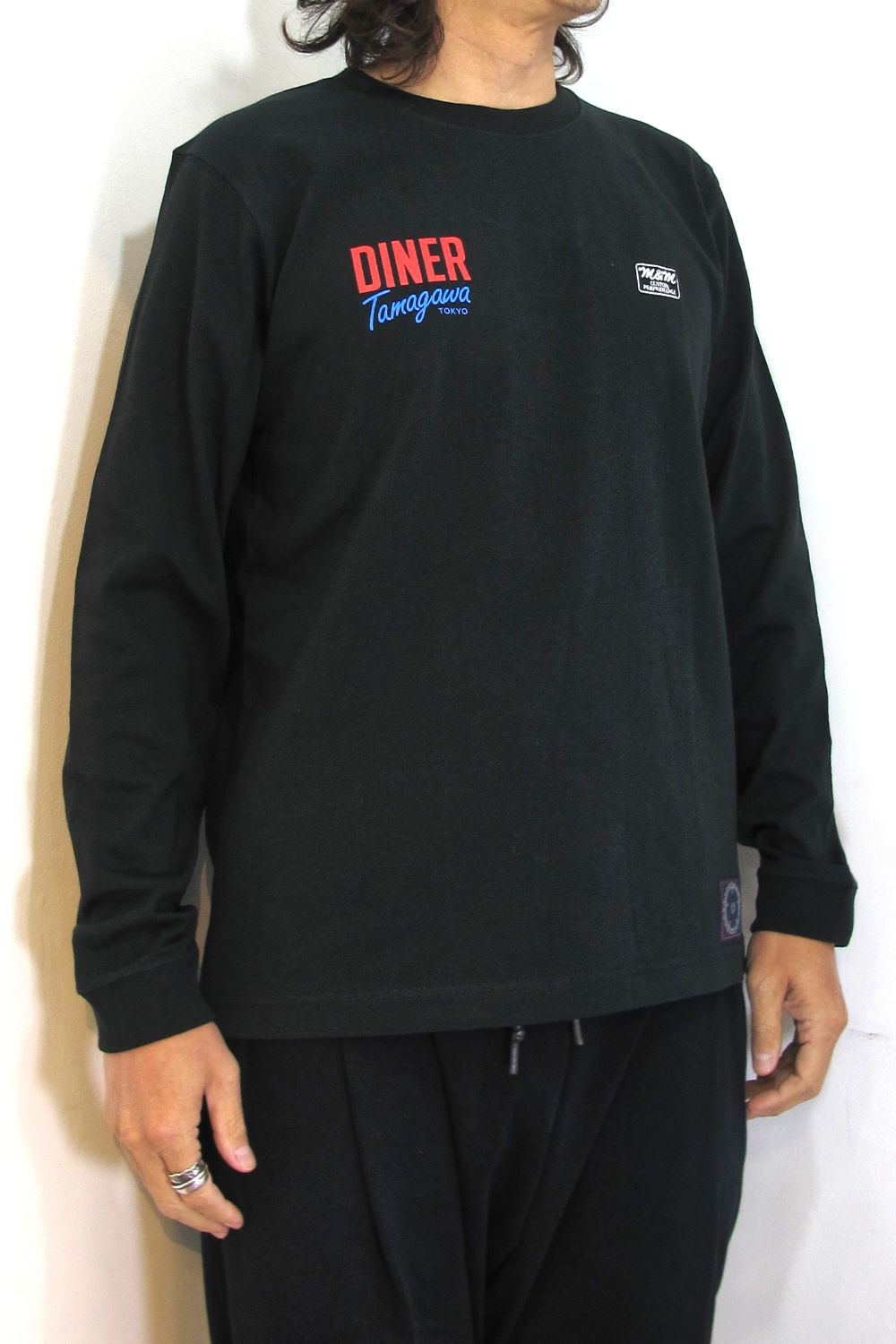 PRINT L/S TEE (BLACK) / ×TAMAGAWA DINER コラボロンT