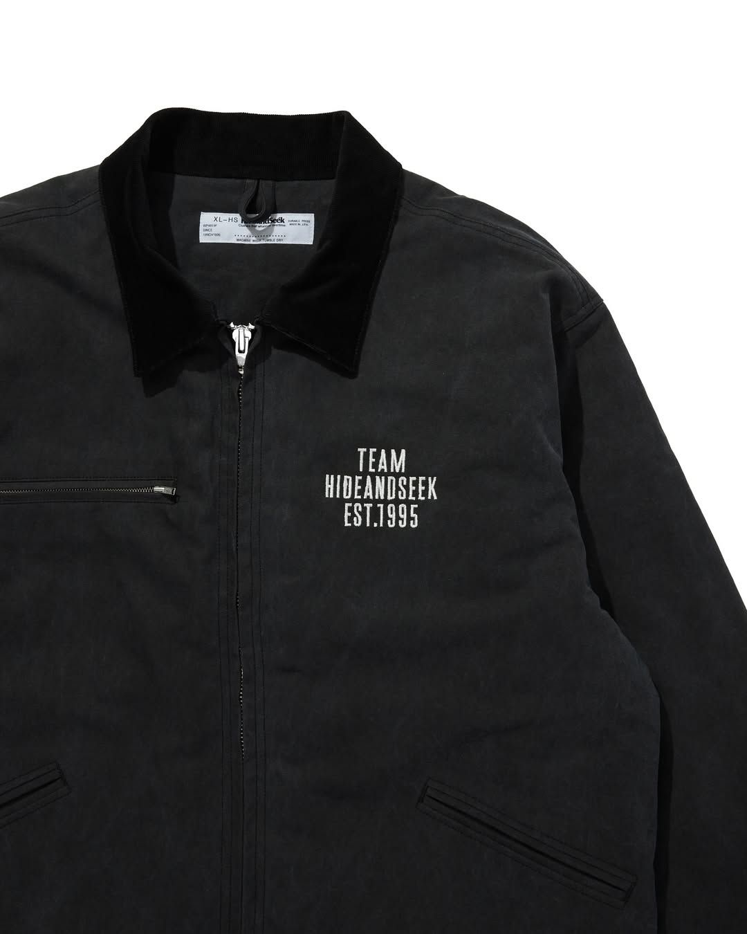 【ラスト1点】Ox Work Zip Jacket (Washed) (BLACK) / コットン オックス ワーク ジャケット