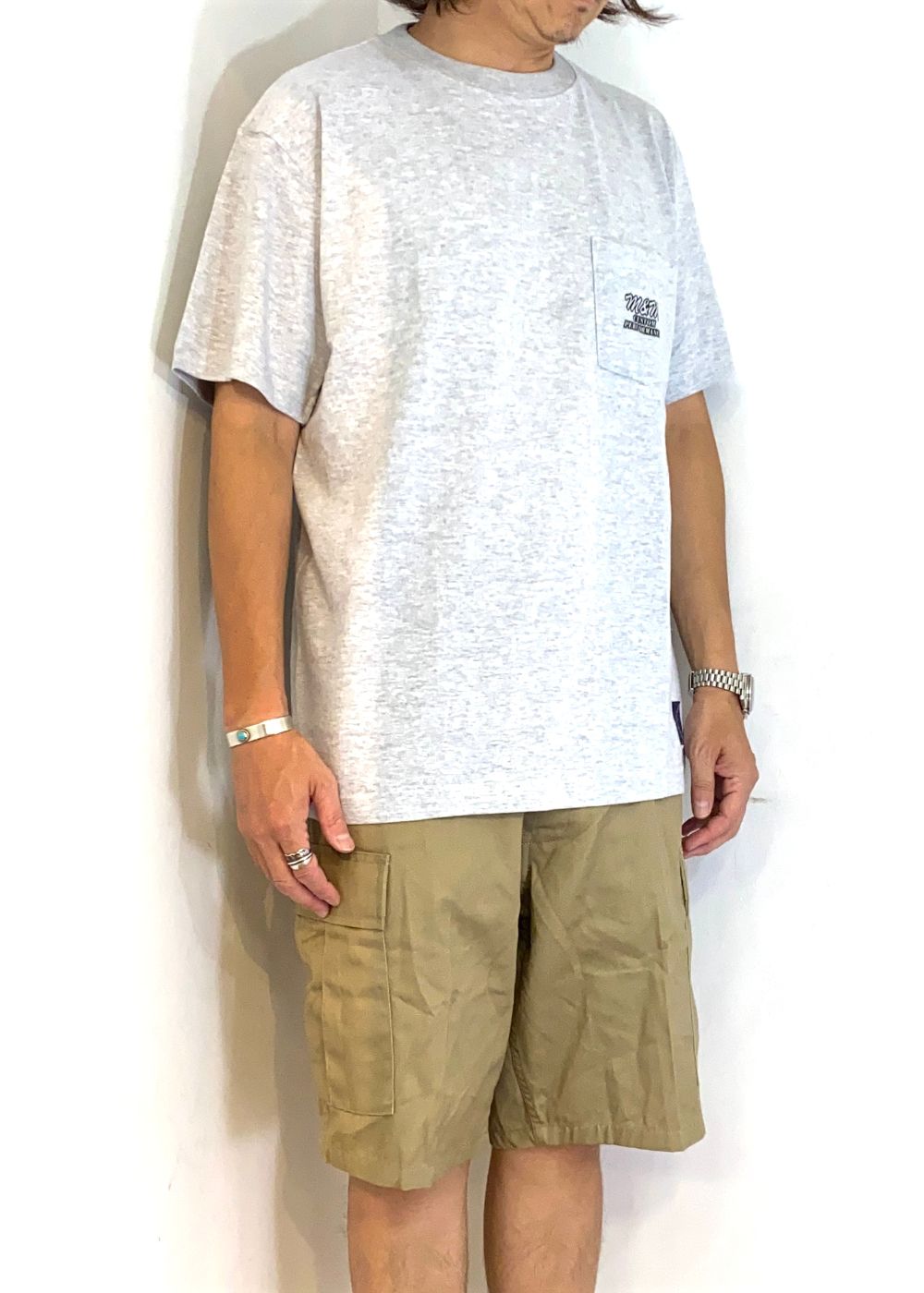 Edge Star Pocket Tee (ASH GRAY) / バックプリント ポケットTシャツ