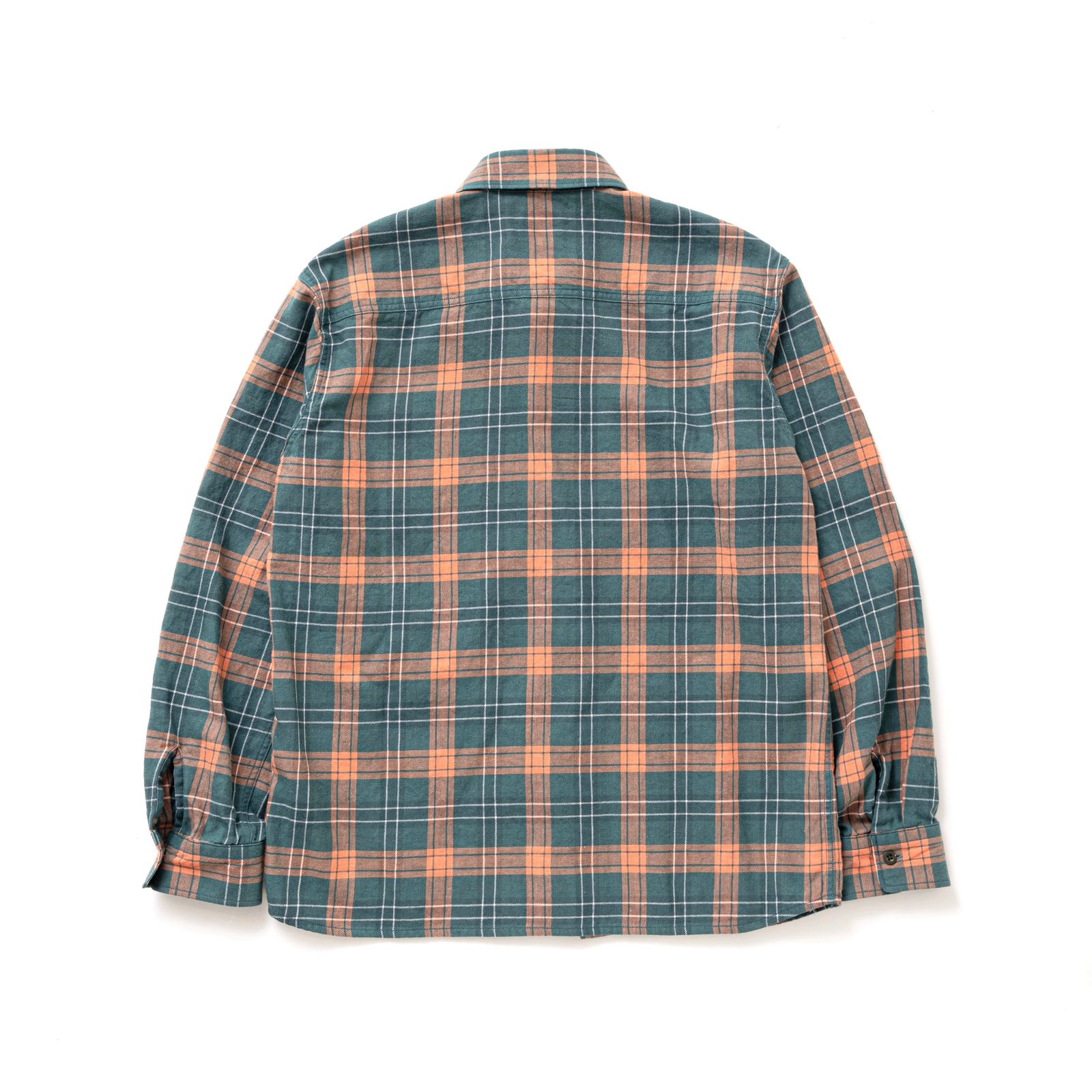 COTTON LINEN CHECK SHIRT (GREEN CHECK) / チェック コットン リネン ネルシャツ