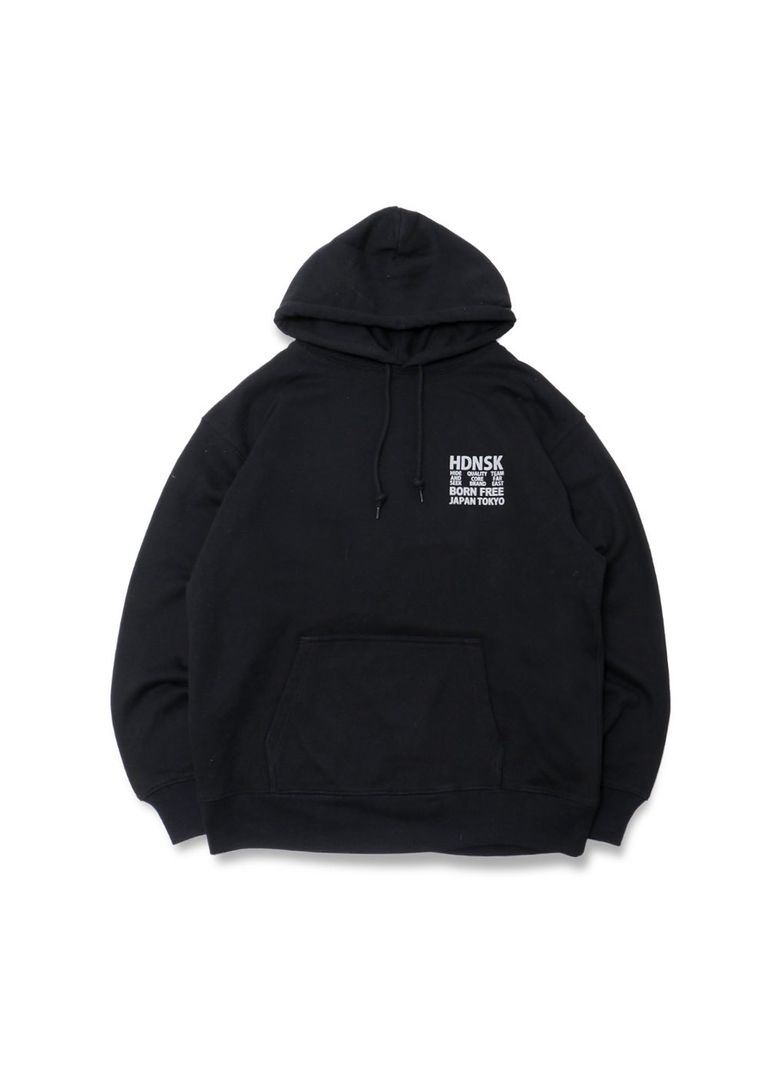 HIDE AND SEEK - FLAME HOODED SWEAT SHIRT (BLACK) / フレイム 
