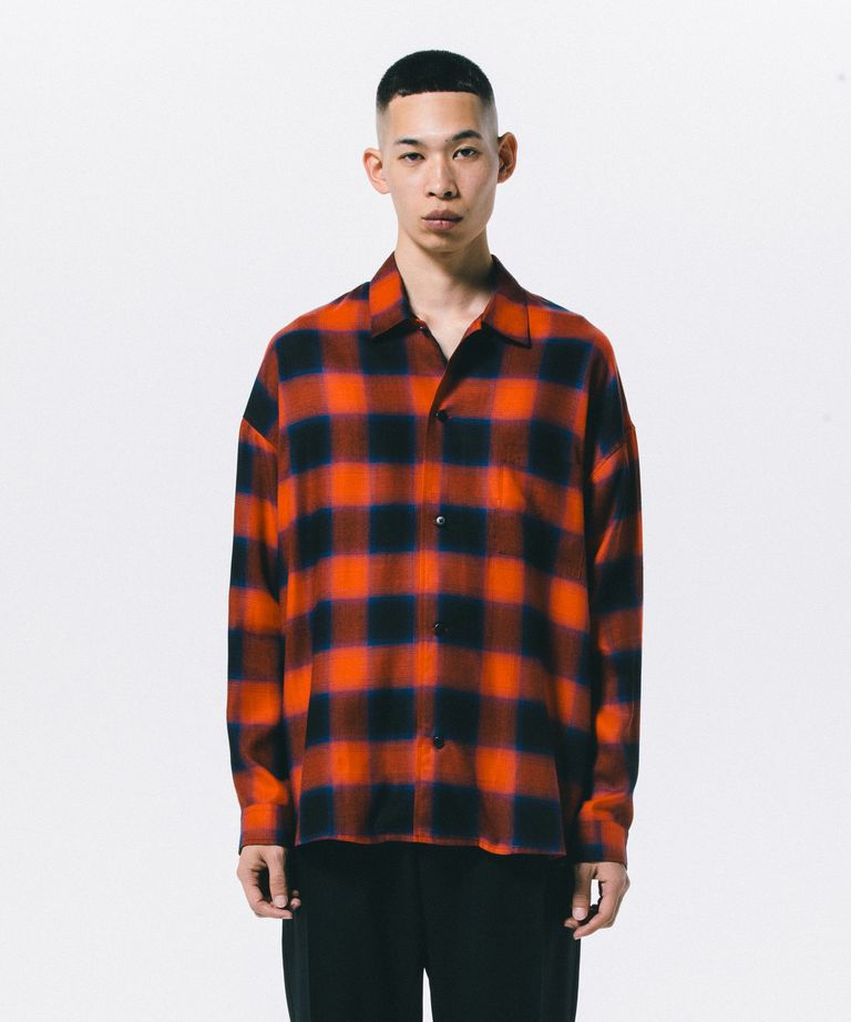 ROTTWEILER - R9 OMBRE L/S SHIRT (RED) / オンブレチェック オープン 