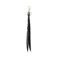 STUDS & KNITTING LEATHER LONG KEY RING ＜TYPE A＞ (BLACK) / スタッズ レザー キーリング