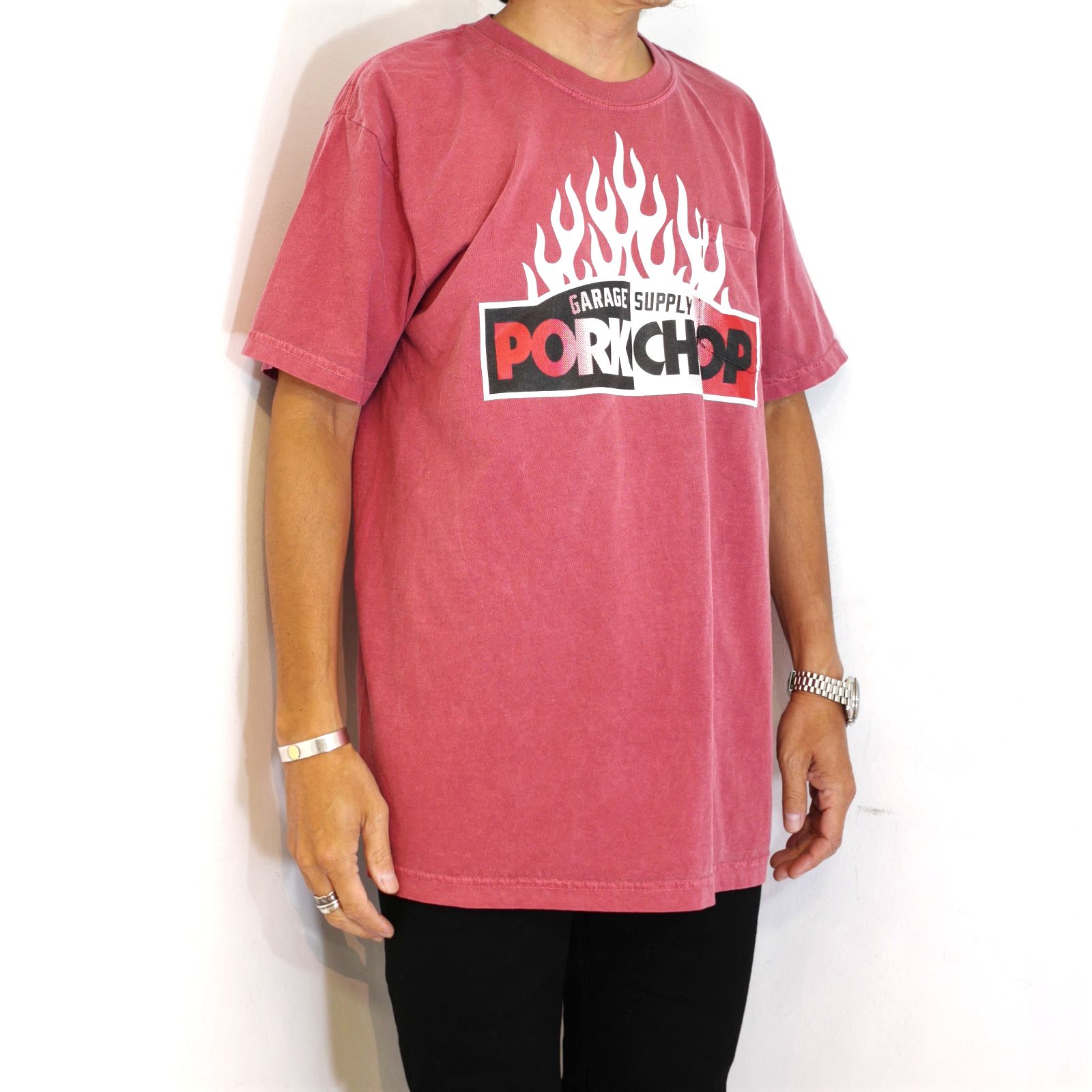 PORKCHOP GARAGE SUPPLY - 【ラスト1点】FIRE BLOCK POCKET TEE