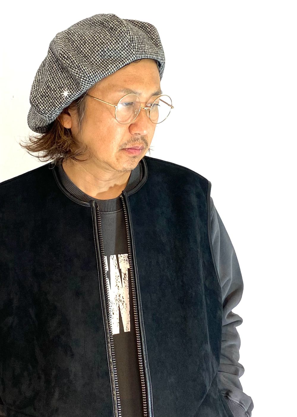 【CA4LA×GDC】Woven Beret (BLACK) / カシラ コラボ ウール ビッグベレー