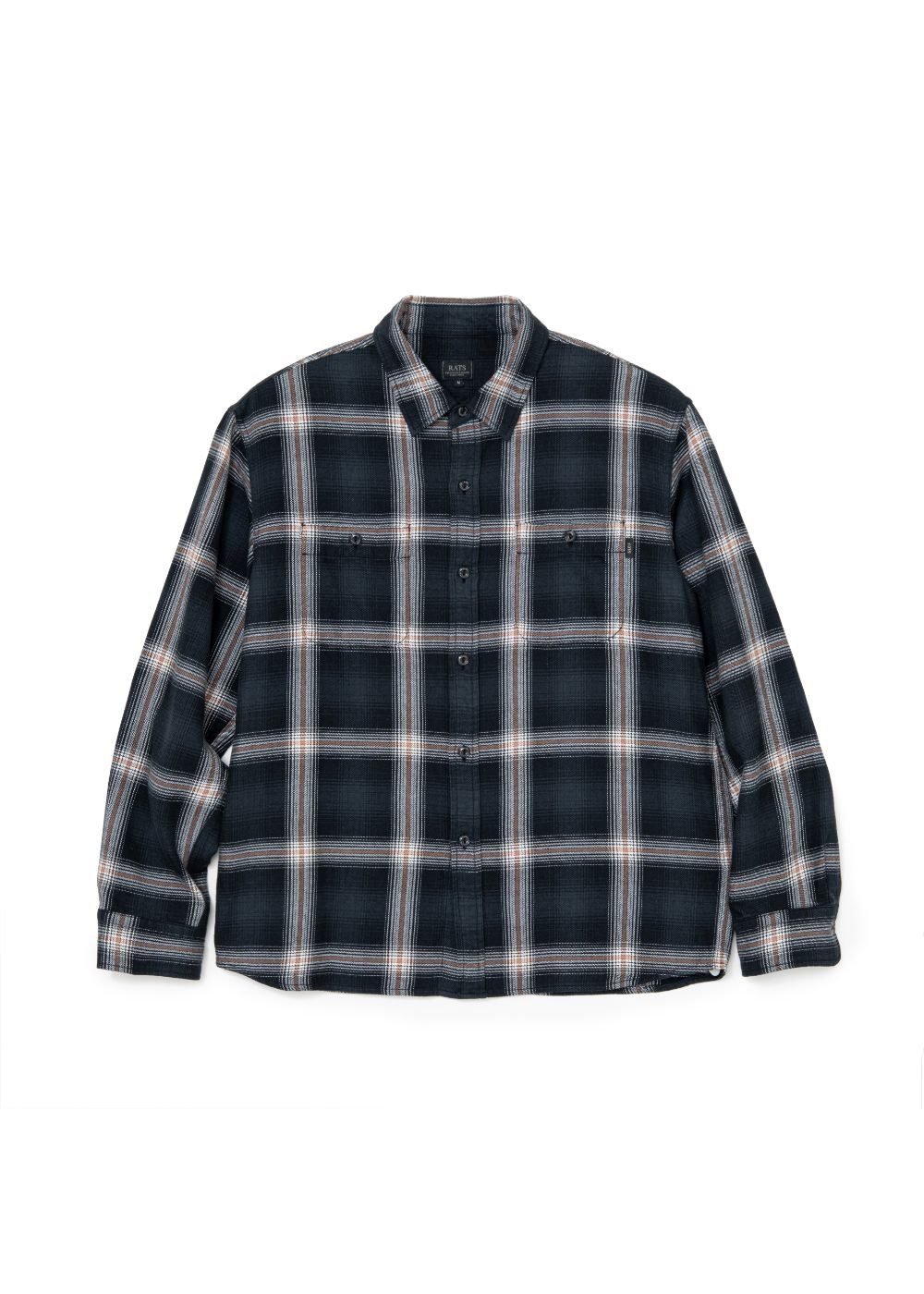 【ラスト1点】COTTON RAYON CHECK SHIRT (BLACK×BEIGE CHECK) / チェック コットンレーヨン ネルシャツ