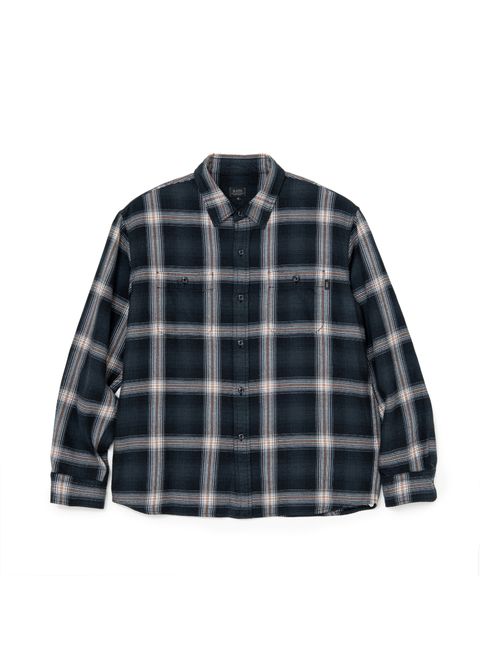 【ラスト1点】COTTON RAYON CHECK SHIRT (BLACK×BEIGE CHECK) / チェック コットンレーヨン ネルシャツ