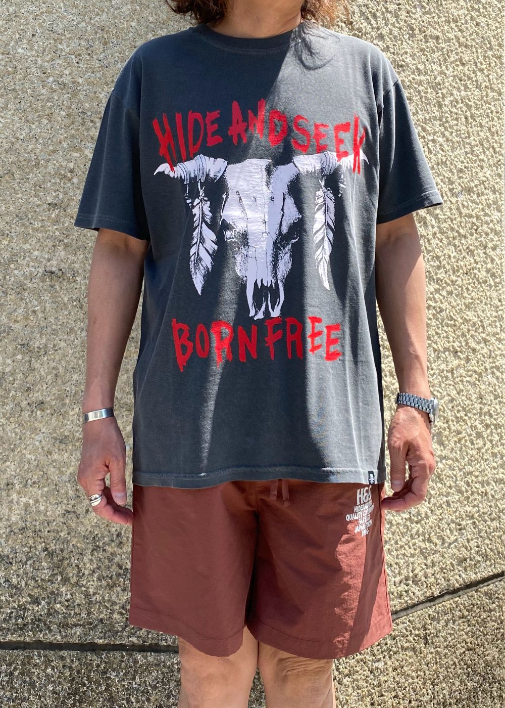 Buffalo Skull S/S Tee (D-GRAY) / バッファロー スカル プリントTee