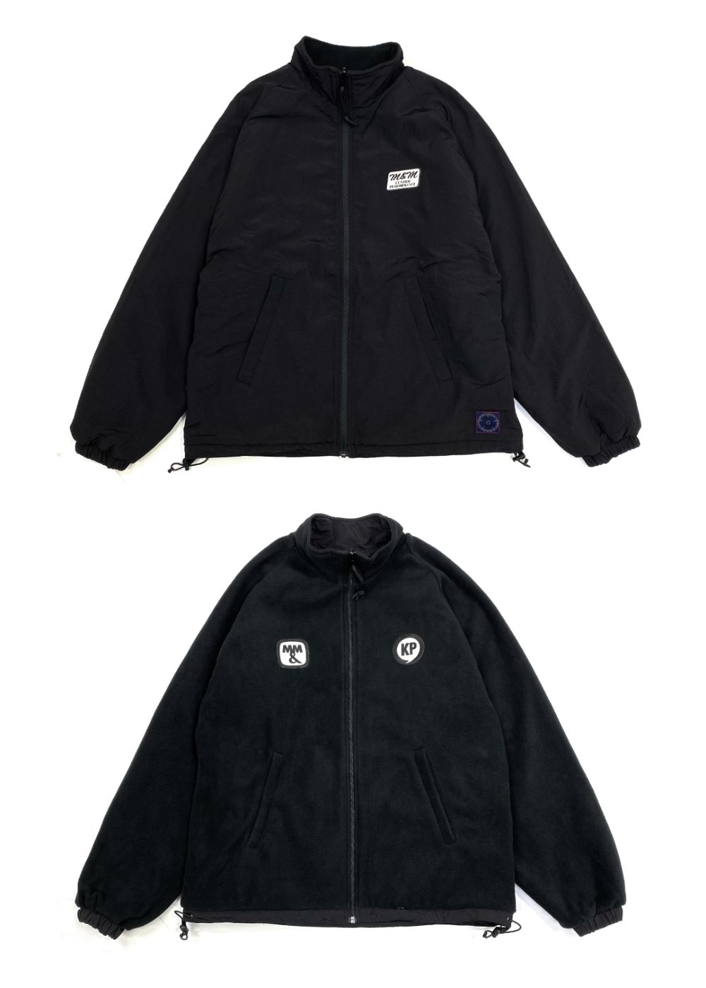 Reversible Stand Collar Jacket (BLACK) / ナイロン&フリース リバーシブル トラック ジャケット
