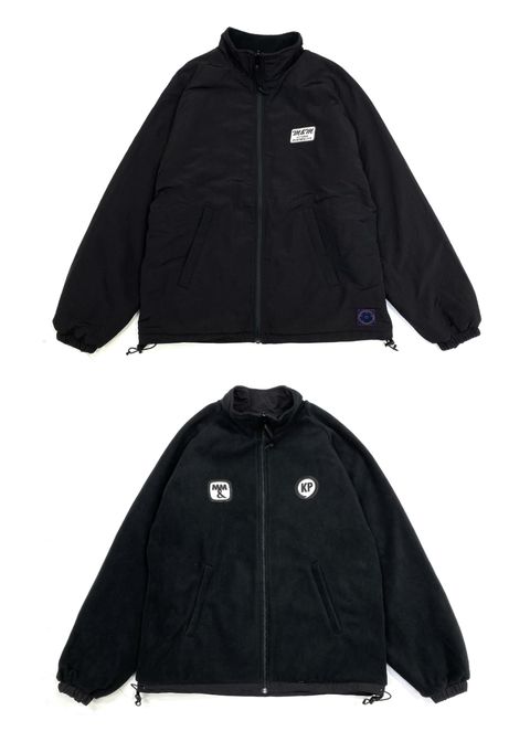 Reversible Stand Collar Jacket (BLACK) / ナイロン&フリース リバーシブル トラック ジャケット