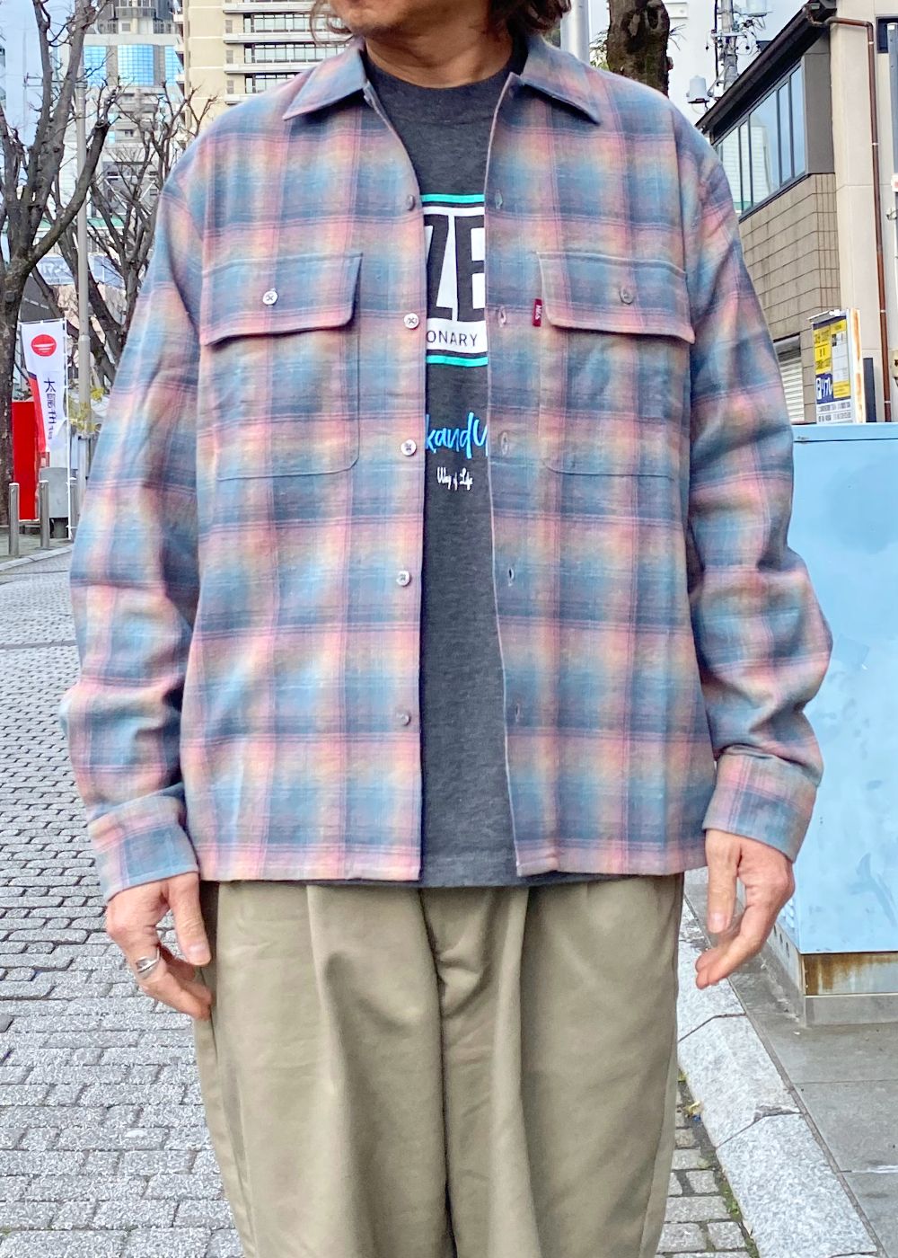 Flannel Check L/S Shirt (SAX) / ネル チェック シャツ