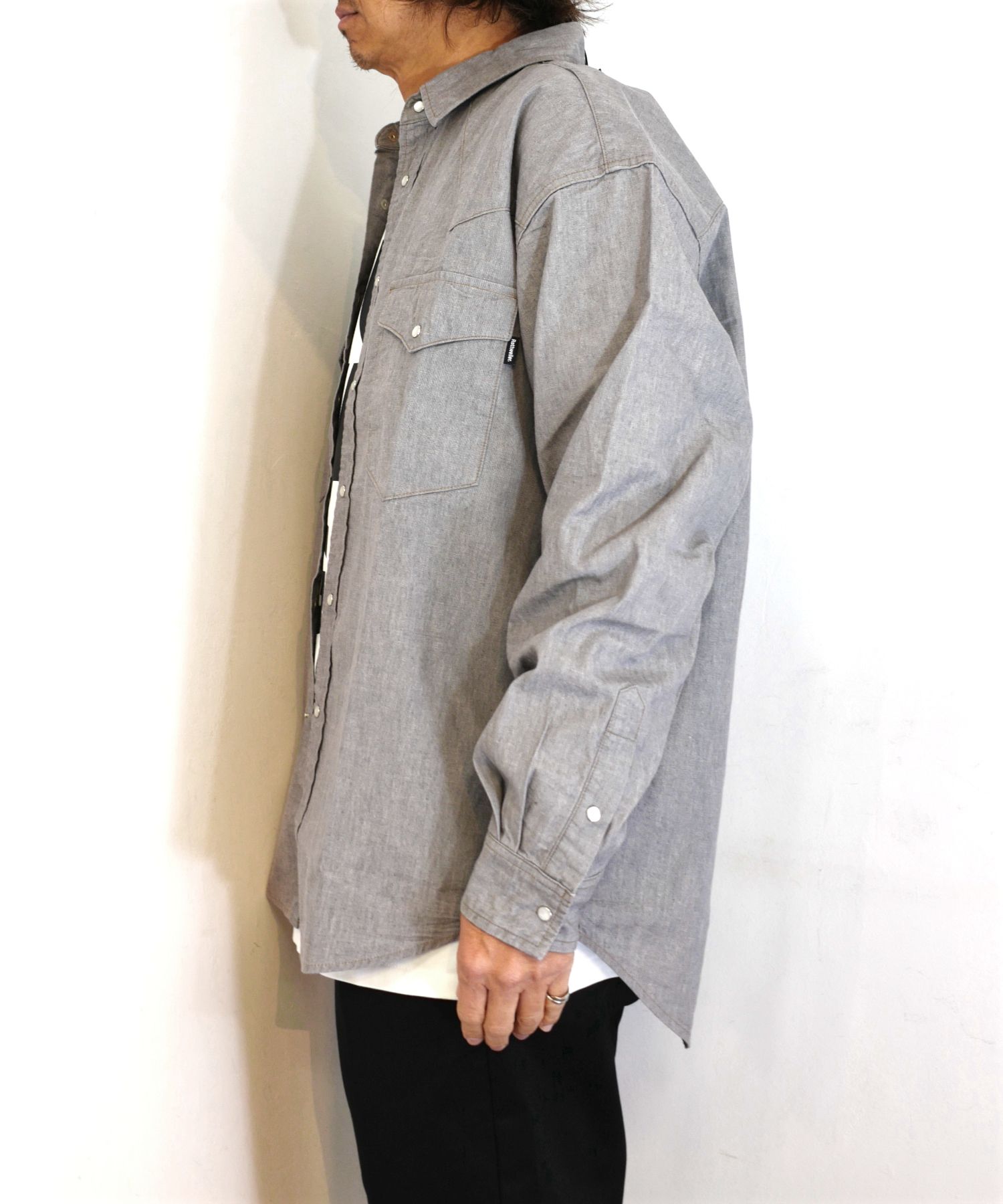 【ラスト1点】R9 GRAY DENIM SHIRT (GRAY) / デニム ウエスタン シャツ