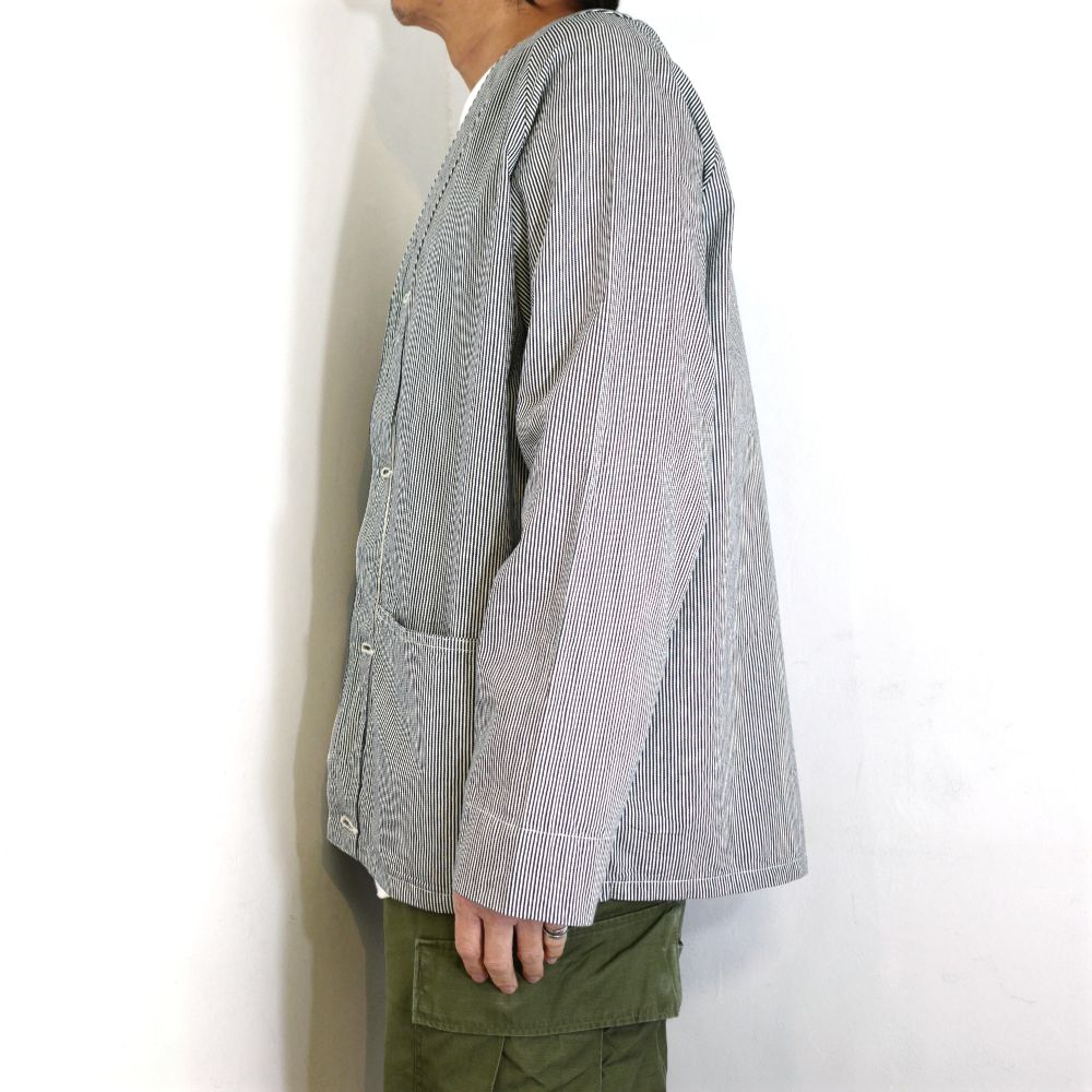 CALEE - 6oz HICKORY SHIRT CARDIGAN (INDIGO STRIPE) / ヒッコリー