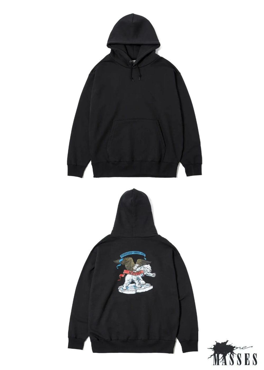 SWEAT HOODED POLA BEAR P (×MASSES) (BLACK) / マシス コラボレーション スウェット パーカー