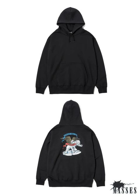SWEAT HOODED POLA BEAR P (×MASSES) (BLACK) / マシス コラボレーション スウェット パーカー