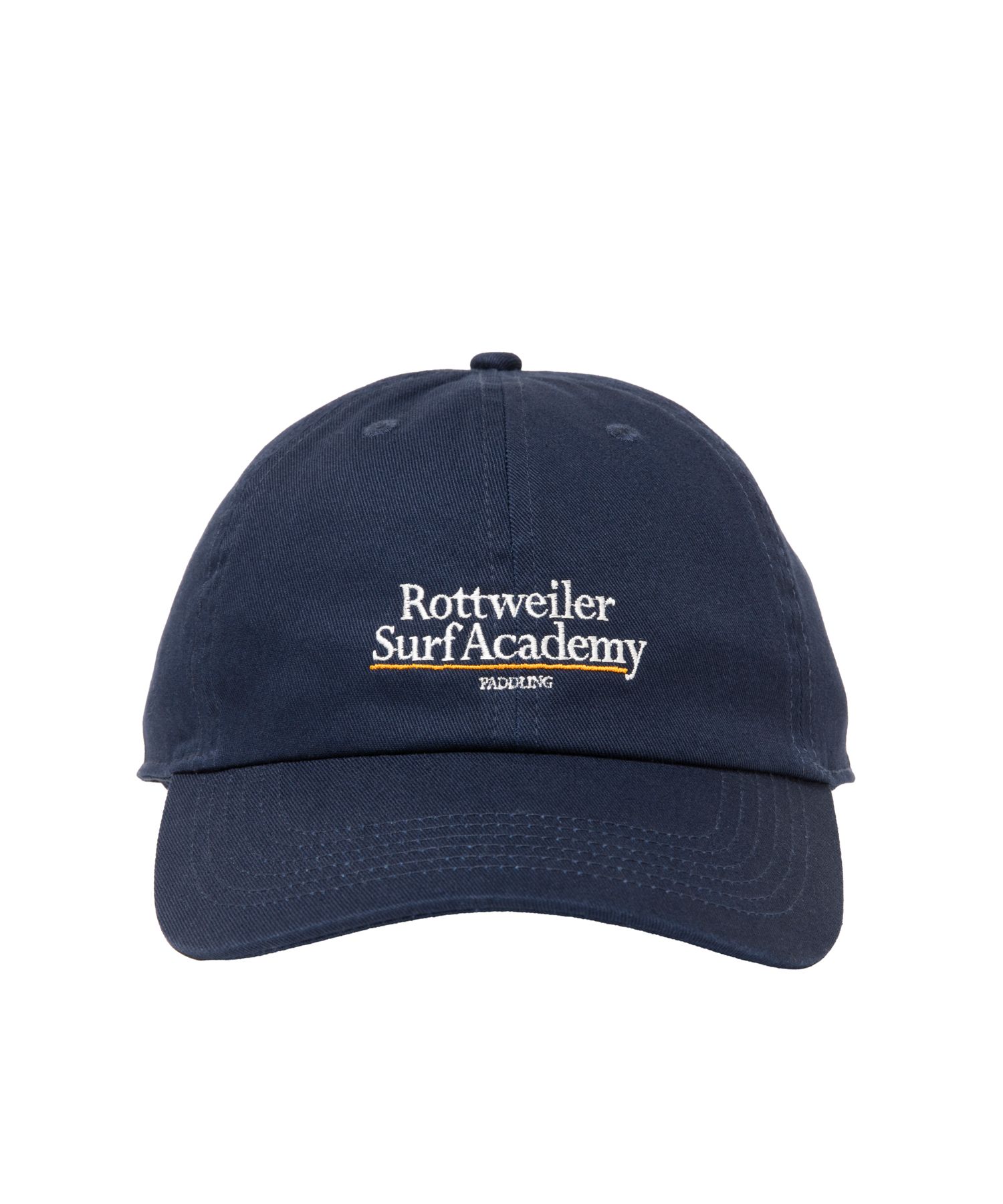 SURF ACADEMY CAP (NAVY) / ロゴ刺繍 ダッド キャップ。