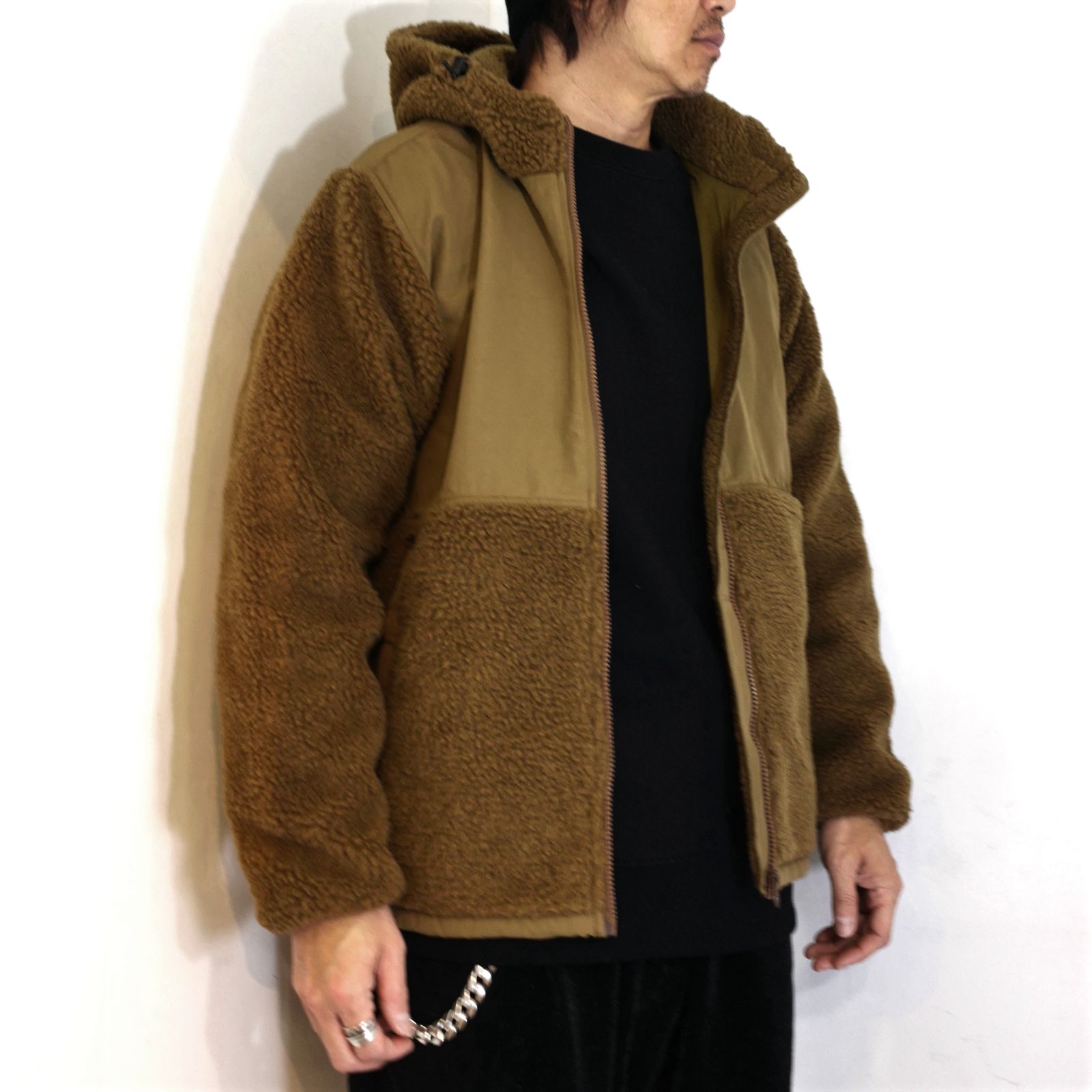 PORKCHOP - 【ラスト1点】BOA FLEECE ZIP UP HOODIE (BROWN) / ボア