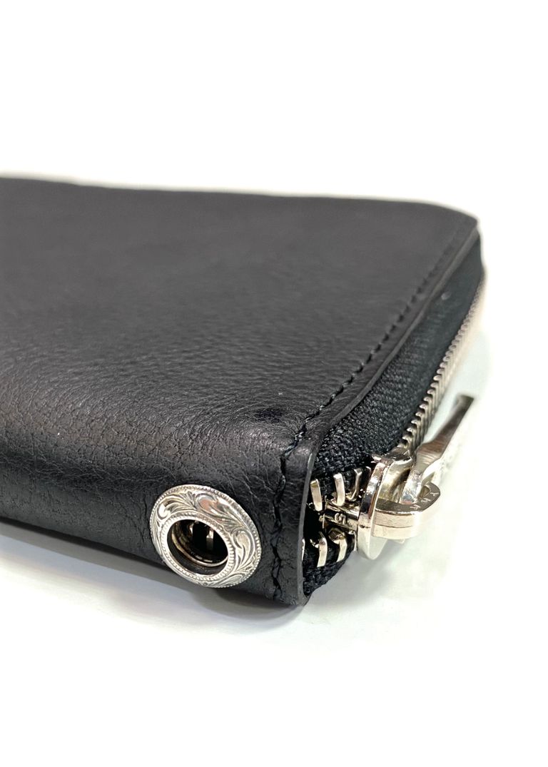 ANTIDOTE BUYERS CLUB - Round Zip Long Wallet (BLACK GRAIN LEATHER 