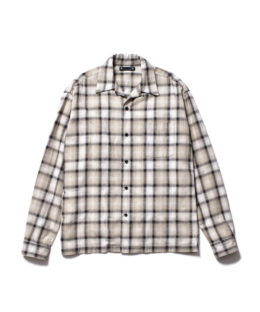 MINEDENIMマインデニム 2021SS Lame Check Denim Open Collar SH (BPT)ラメチェックデニムオープンカラーシャツ【MSHA68223】