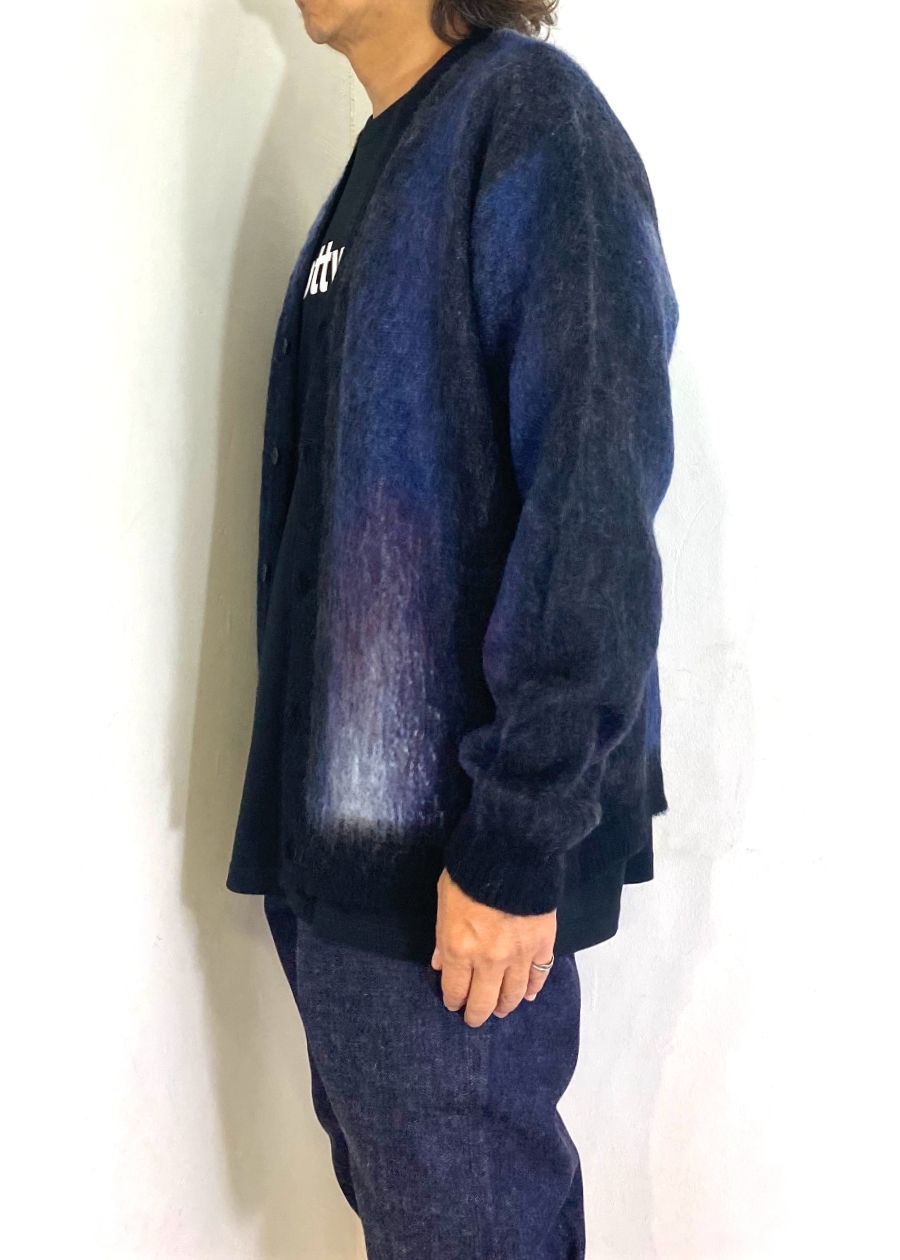【ラスト1点】PATERNED CARDIGAN (NAVY) / オリジナル パターン柄 モヘア カーディガン
