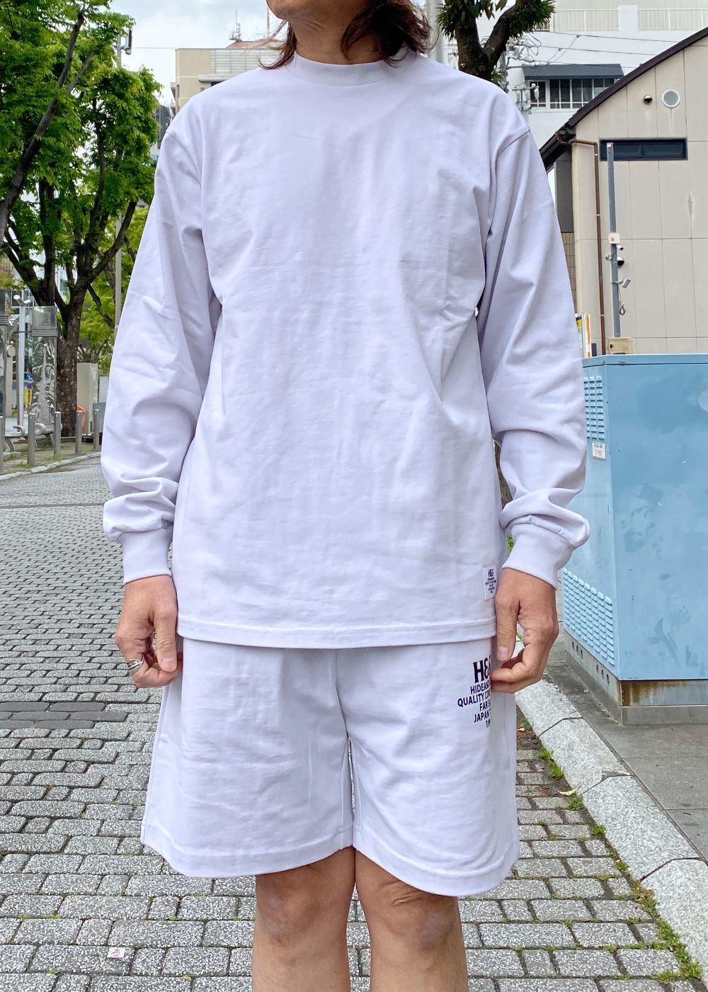 H&S L/S Tee (LIGHT GRAY) / オリジナル ロゴ プリント ロング スリーブ Tシャツ