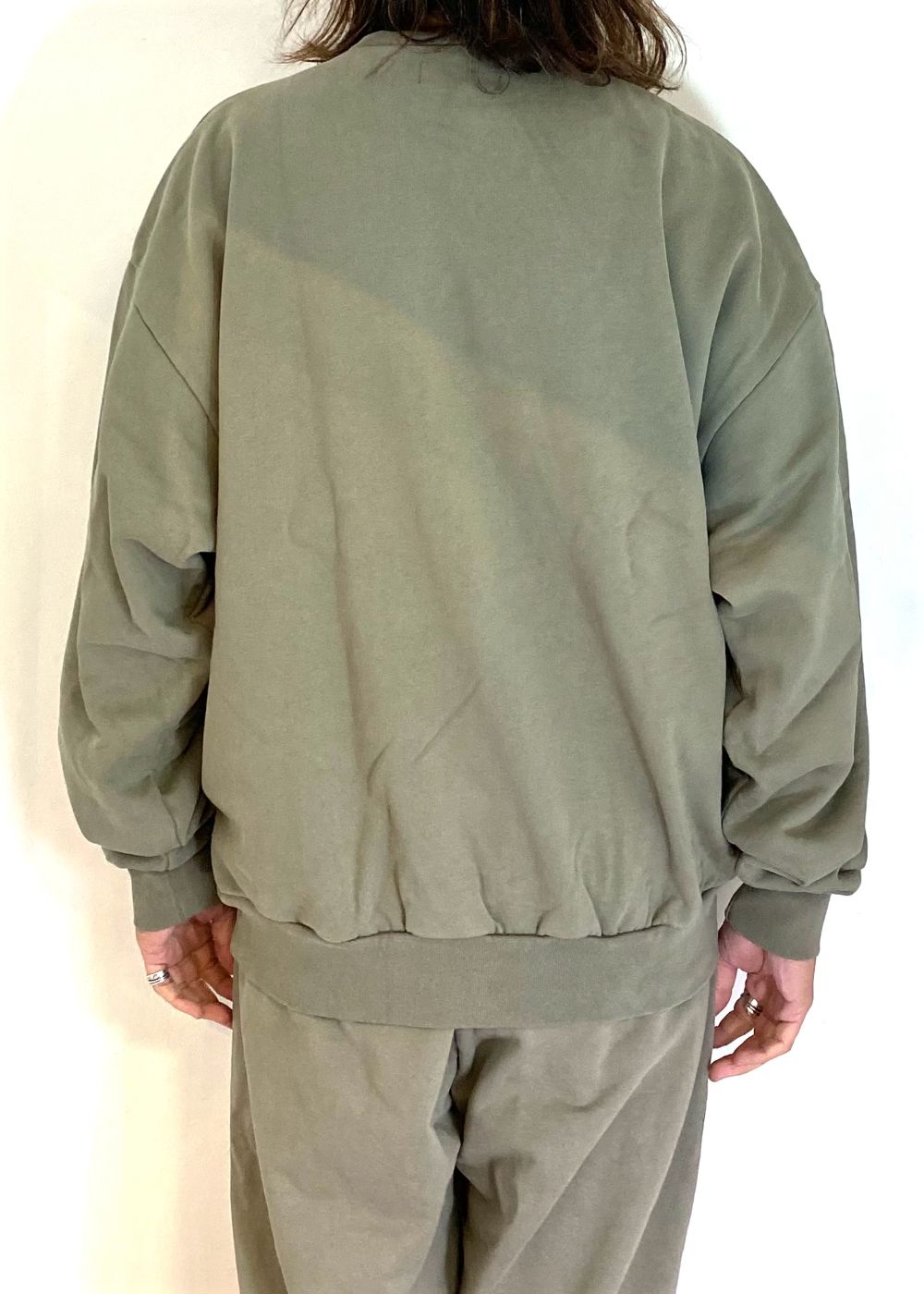 【ラスト1点】College Sweat Shirt (OLIVE DRAB) / オリジナル セットアップ クルーネック スウェット / セットアップ可能