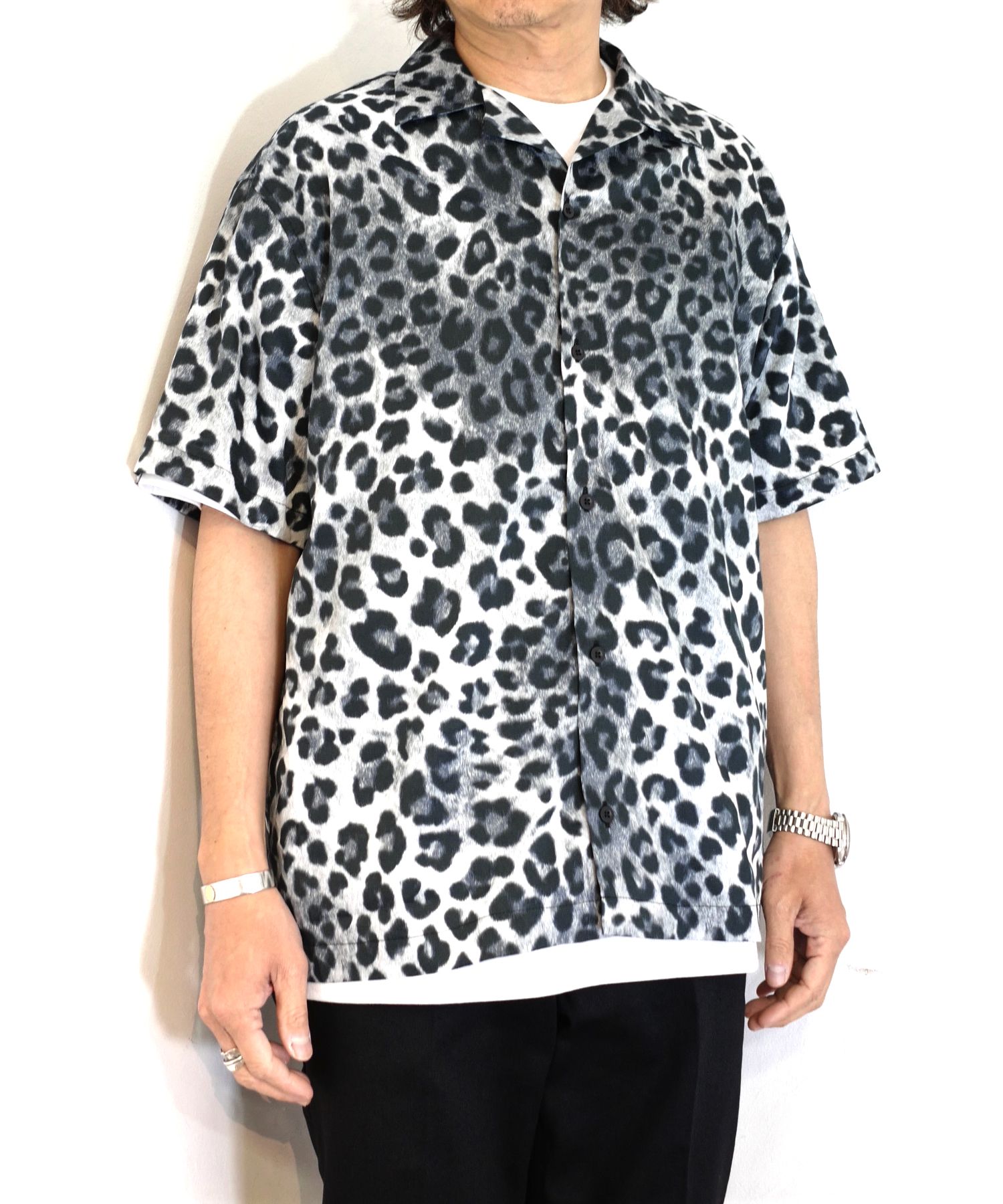 ROTTWEILER - R9 LEOPARD S/S SHIRT (GRAY) / レオパード オープン 