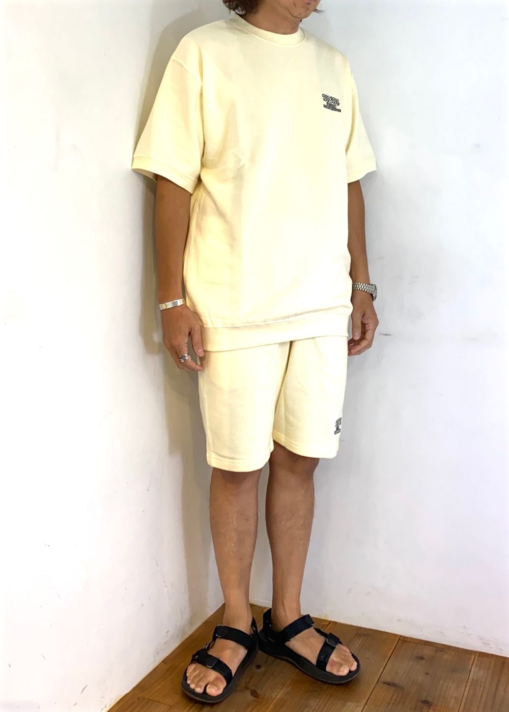 Short Sleeve Sweat (NATURAL) / ロゴ刺繍 半袖 クルーネック スウェット / セットアップ可能