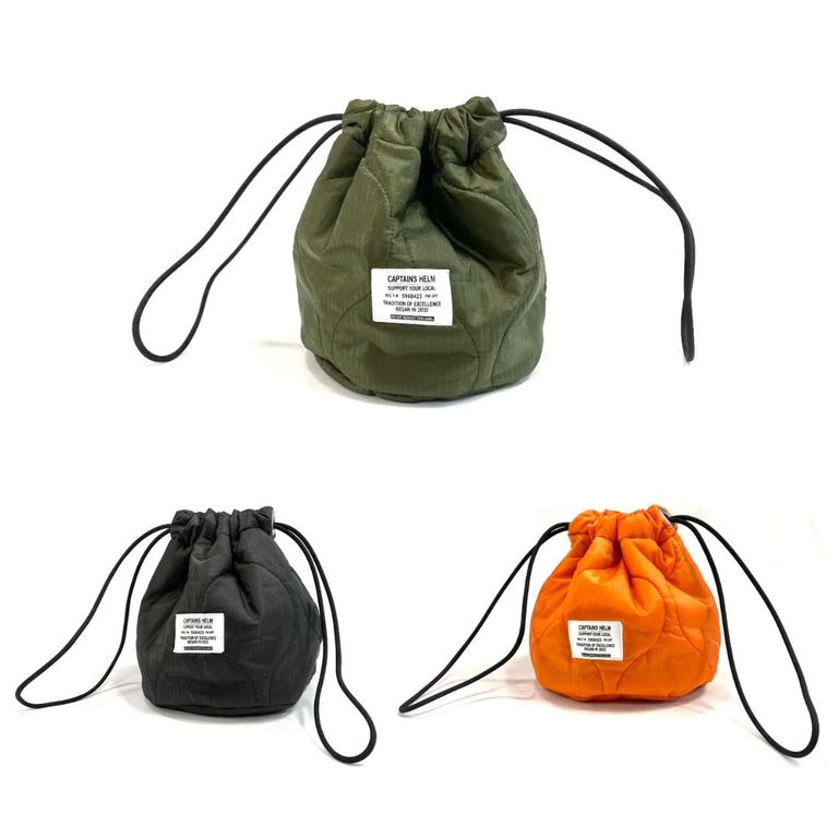 CAPTAINS HELM 新作販売告知 / コンパクトな巾着はコーディネートのポイント作りに最適。