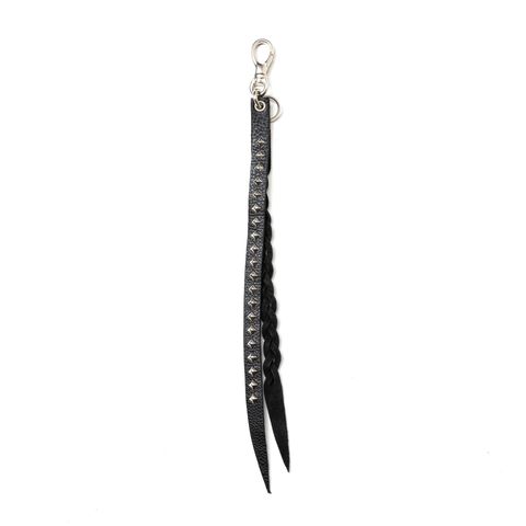 STUDS & KNITTING LEATHER LONG KEY RING ＜TYPE B＞ (BLACK) / スタッズ レザー キーリング