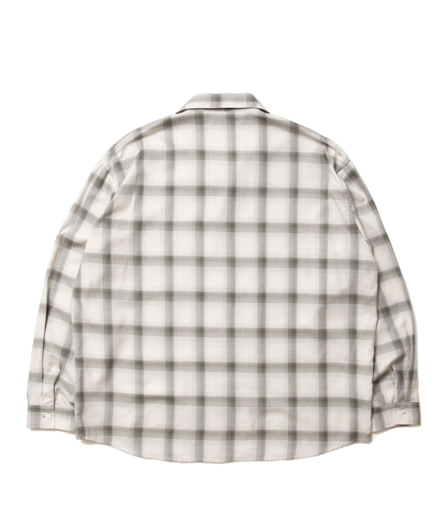 R9 OMBRE SHIRT (BLACK) / チェック オープンカラー シャツ