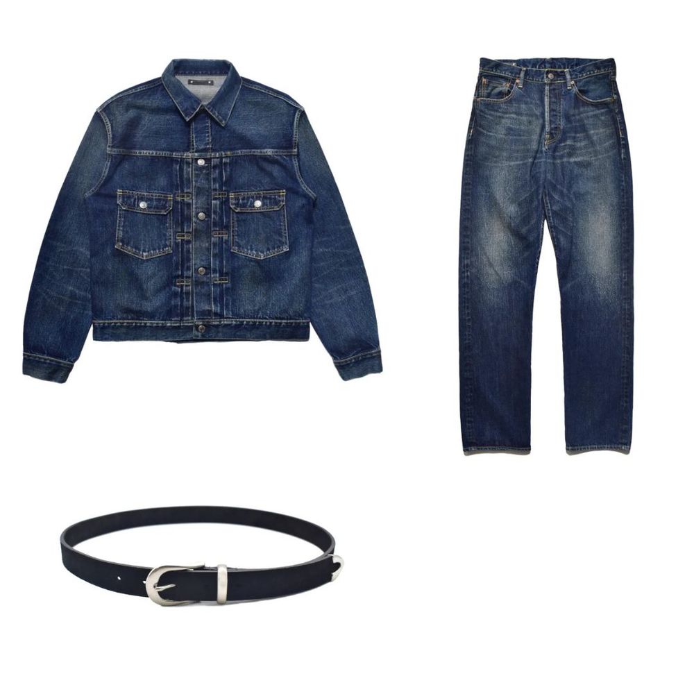 MINEDENIM 新作販売告知 / 揃えて着用したいデニムセットアップと腰回りを引き立てるスウェードベルト。