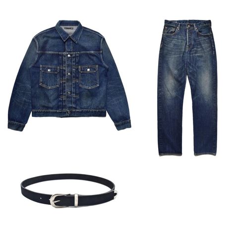 MINEDENIM 新作販売告知 / 揃えて着用したいデニムセットアップと腰回りを引き立てるスウェードベルト。