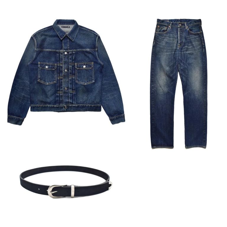 MINEDENIM 新作販売告知 / 揃えて着用したいデニムセットアップと腰回りを引き立てるスウェードベルト。
