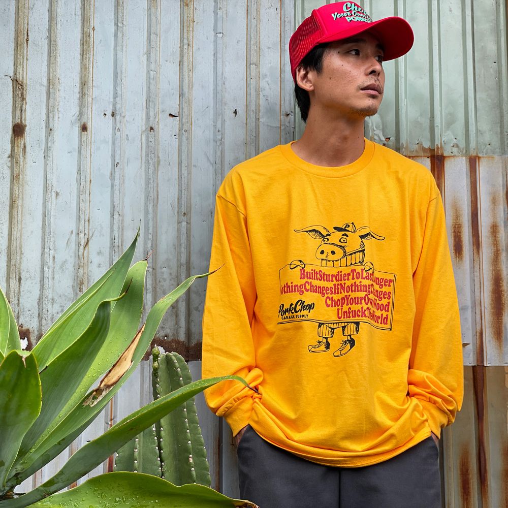 SLOGAN L/S TEE (GOLD) / スローガン ロングスリーブ Tシャツ