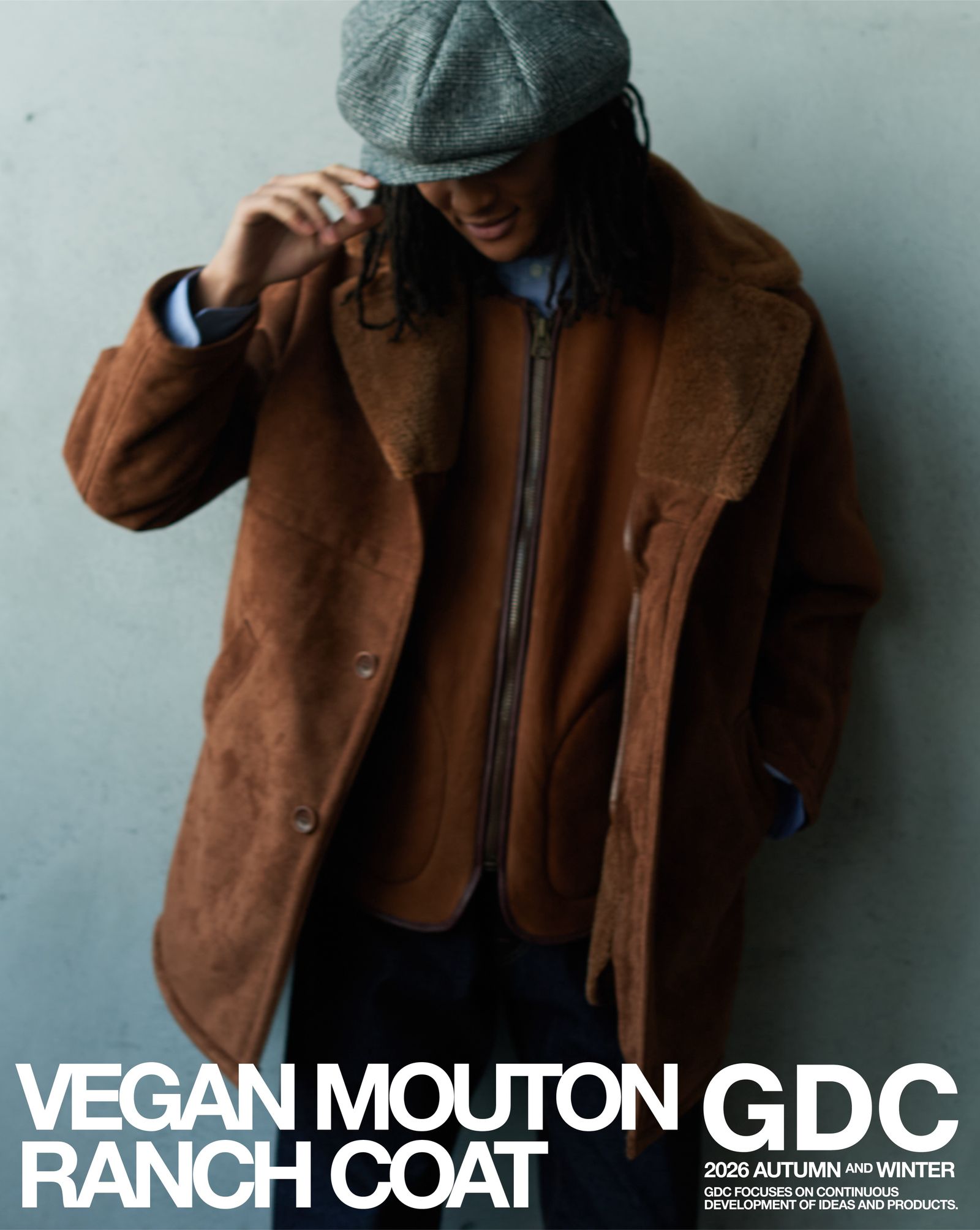 Vegan Mouton Ranch Coat (BROWN) / ビーガン ムートン ランチコート