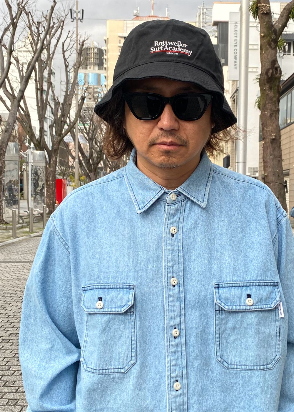 SURF ACADEMY HAT (BLACK) / ロゴ刺繍 バケット ハット。