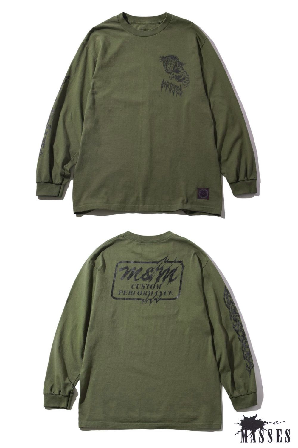 M&M CUSTOM PERFORMANCE - PRINT L/S TEE (×MASSES) (OLIVE