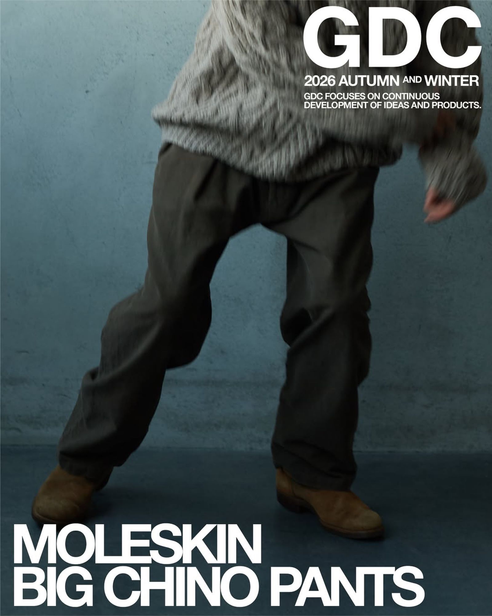 Moleskin Big Chino Pants (BROWN) / モールスキン ビッグ チノパンツ
