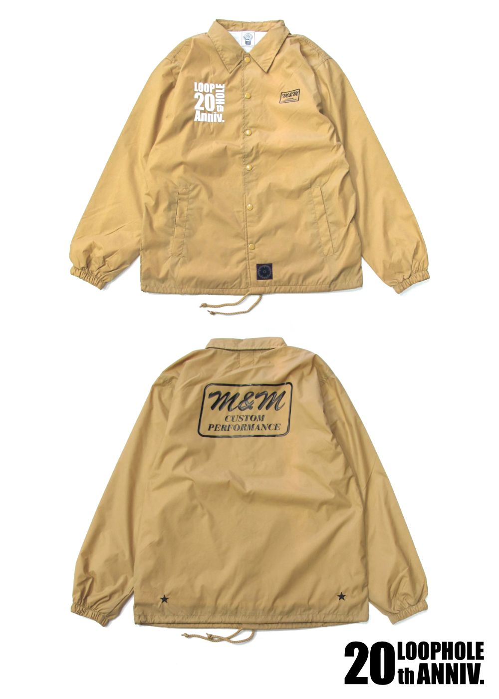 Mu0026M CUSTOM PERFORMANCE - LOOPHOLE 20th ANNIVERSARY PRINT WINDBREAKER  (COYOTE) / ループホール20周年記念 コーチジャケット | LOOPHOLE