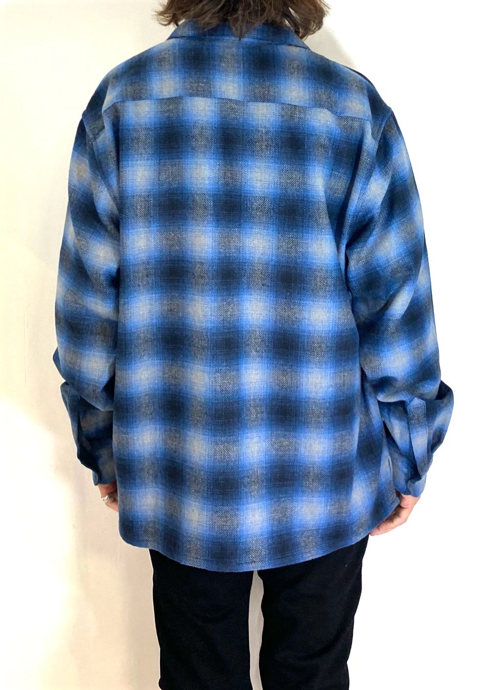 Wool Ombre Check L/S Shirt (BLUE) / ウール オンブレチェック シャツ
