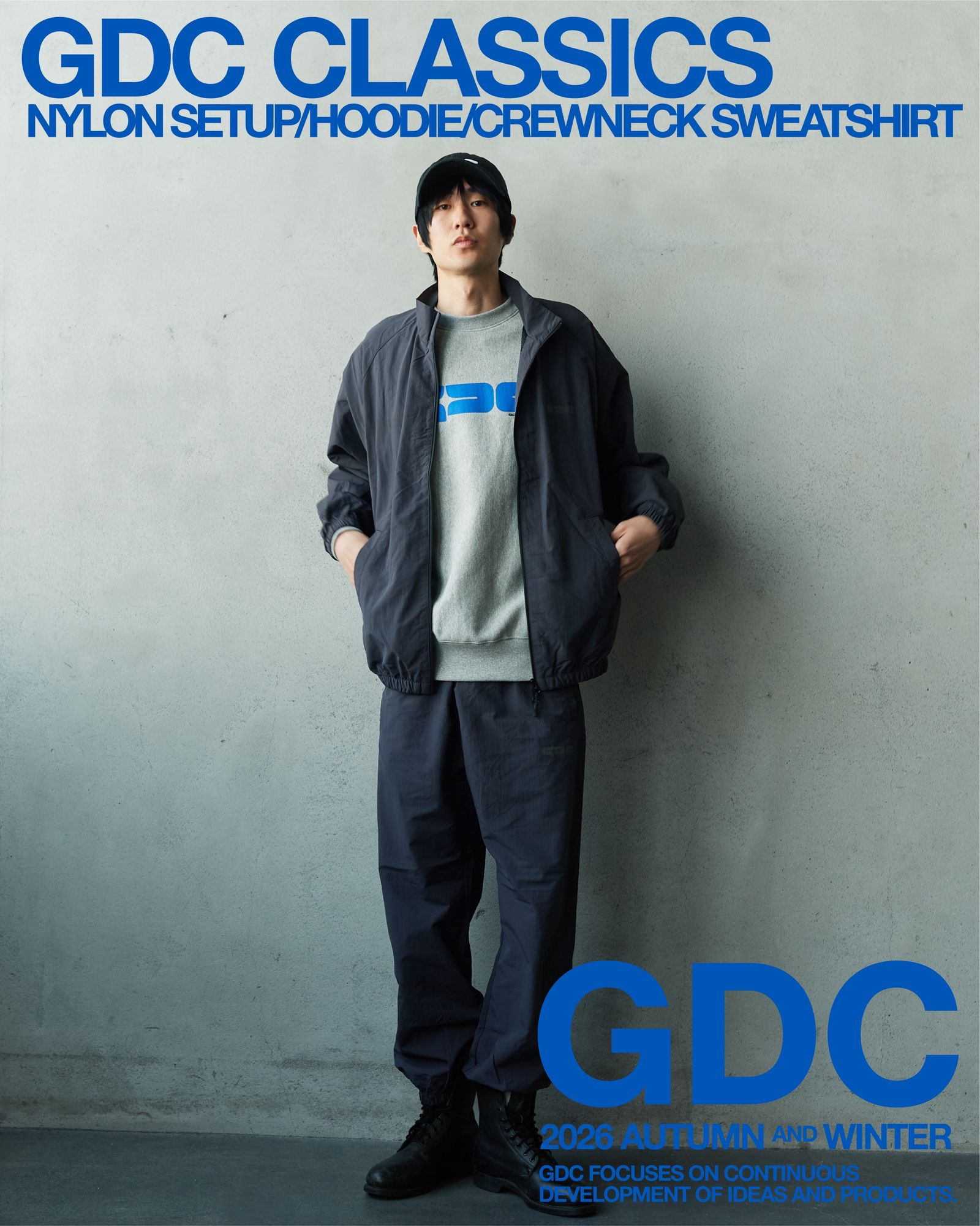 GDC CLASSICS Nylon Setup (CHARCOAL) / セットアップ トラック ジャケット & パンツ