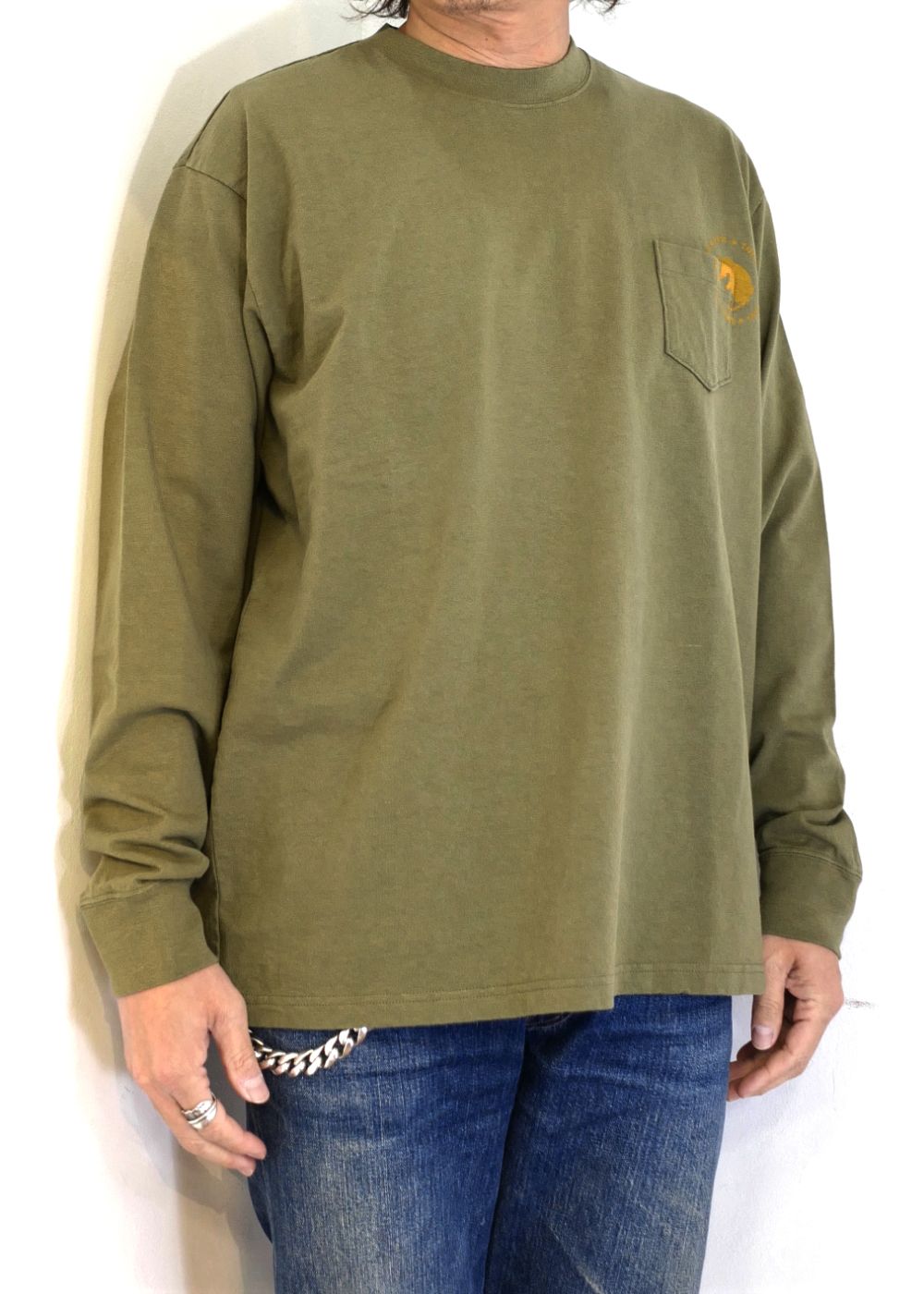 【ラスト1点】CIRCLE POCKET L/S TEE (KHAKI) / サークル ポケット ロング Tシャツ