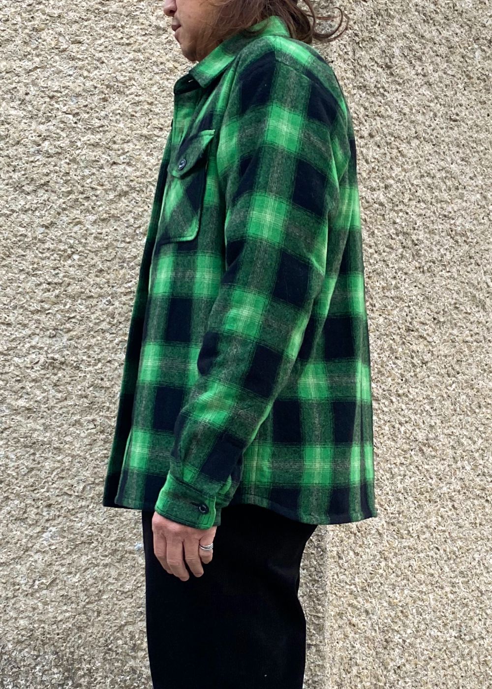 WOOL CHECK SHIRT JKT (GREEN CHECK) / ウール チェック シャツ ジャケット